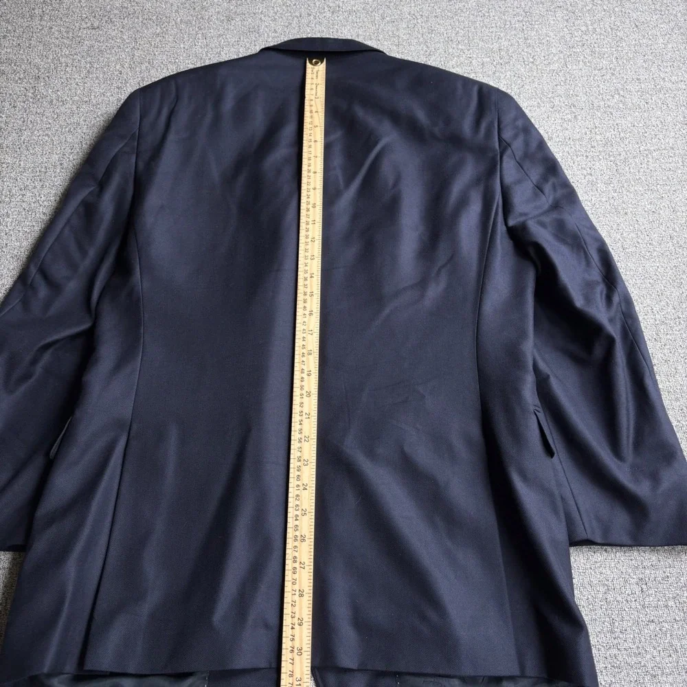 Tommy Hilfiger Blazer Mens 42R Navy Blue Silk Wool Blend Gold Crest Buttons
